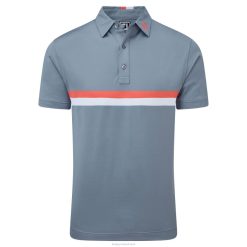 ZHZH104 piquê com faixa dupla no peito cinza-laranja-branco Footjoy cinza-laranja-branco