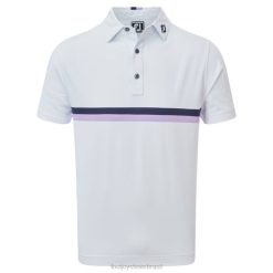 ZHZH105 faixa dupla no peito piquê branco-marinho-lavanda Footjoy branco-marinho-lavanda