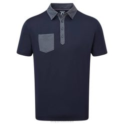 ZHZH136 acabamento tonal sólido com bolso lisle marinho Footjoy marinha