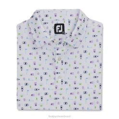 ZHZH1775 transfusão estampa lisle colarinho branco Footjoy branco