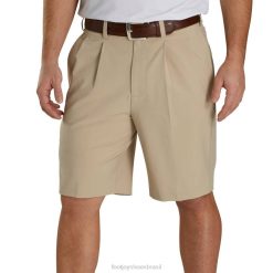 ZHZH1969 shorts plissados cáqui com costura interna de 9,5'' Footjoy cáqui