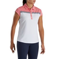 ZHZH2385 boné manga color block feminino branco-brilhante coral Footjoy coral branco-brilhante