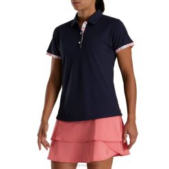ZHZH2387 azul marinho manga curta com acabamento aquarela feminino Footjoy marinha