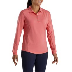 ZHZH2423 camisa feminina de proteção solar de manga comprida coral brilhante Footjoy coral brilhante