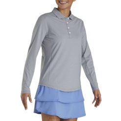 ZHZH2426 camisa de proteção solar de manga comprida feminina cinza mesclado Footjoy urze cinza