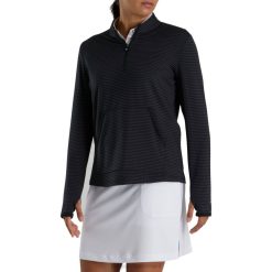 ZHZH2478 mulheres de camada intermediária com listras tonais pretas com meio zíper Footjoy preto