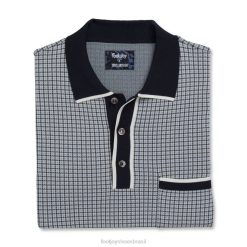ZHZH2677 suéter houndstooth tricô polo branco-marinho Footjoy Marinha Branca