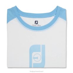 ZHZH3002 Camiseta de beisebol com estampa gráfica FJ Heritage feminina estilo temporada anterior azul claro Footjoy branco-azul claro