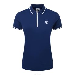 ZHZH584 pólo aberto azul com zíper feminino Footjoy aberto azul