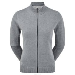 ZHZH652 pulôver feminino com mistura de lã com zíper completo cinza urze Footjoy urze cinza