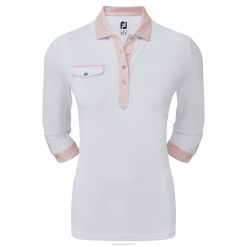 ZHZH739 piquê feminino manga 3-4 com acabamento estampado branco Footjoy branco