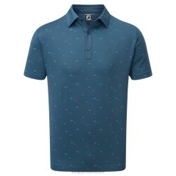 ZHZH926 cardume de peixes azul estampado lisle Footjoy azul