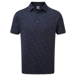 ZHZH928 cardume de peixes estampa lisle marinho Footjoy marinha