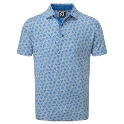 ZHZH93 sombra palma estampa piquê cinza-azul Footjoy cinza azulado