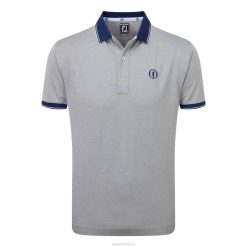 ZHZH976 camisa pólo com acabamento prateado azul mesclado Footjoy azul urze prateado aberto